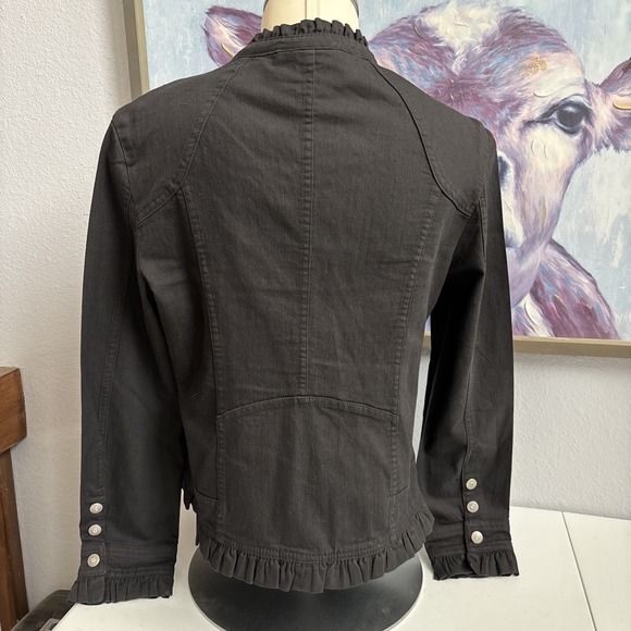 Christine Alexander Women's S Black Studded Rhinestone‎ Ruffle Full Zip Jacket - Picture 4 of 16